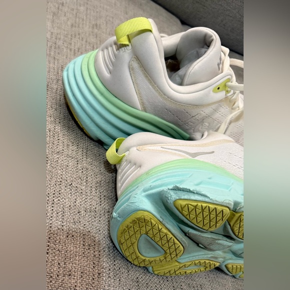 Hoka one one Bondi 8 Women's White and Mint Athletic Shoes size 10B - Picture 6 of 7